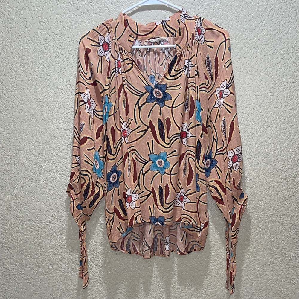 Christian Siriano Floral Blouse - Pink and Blue